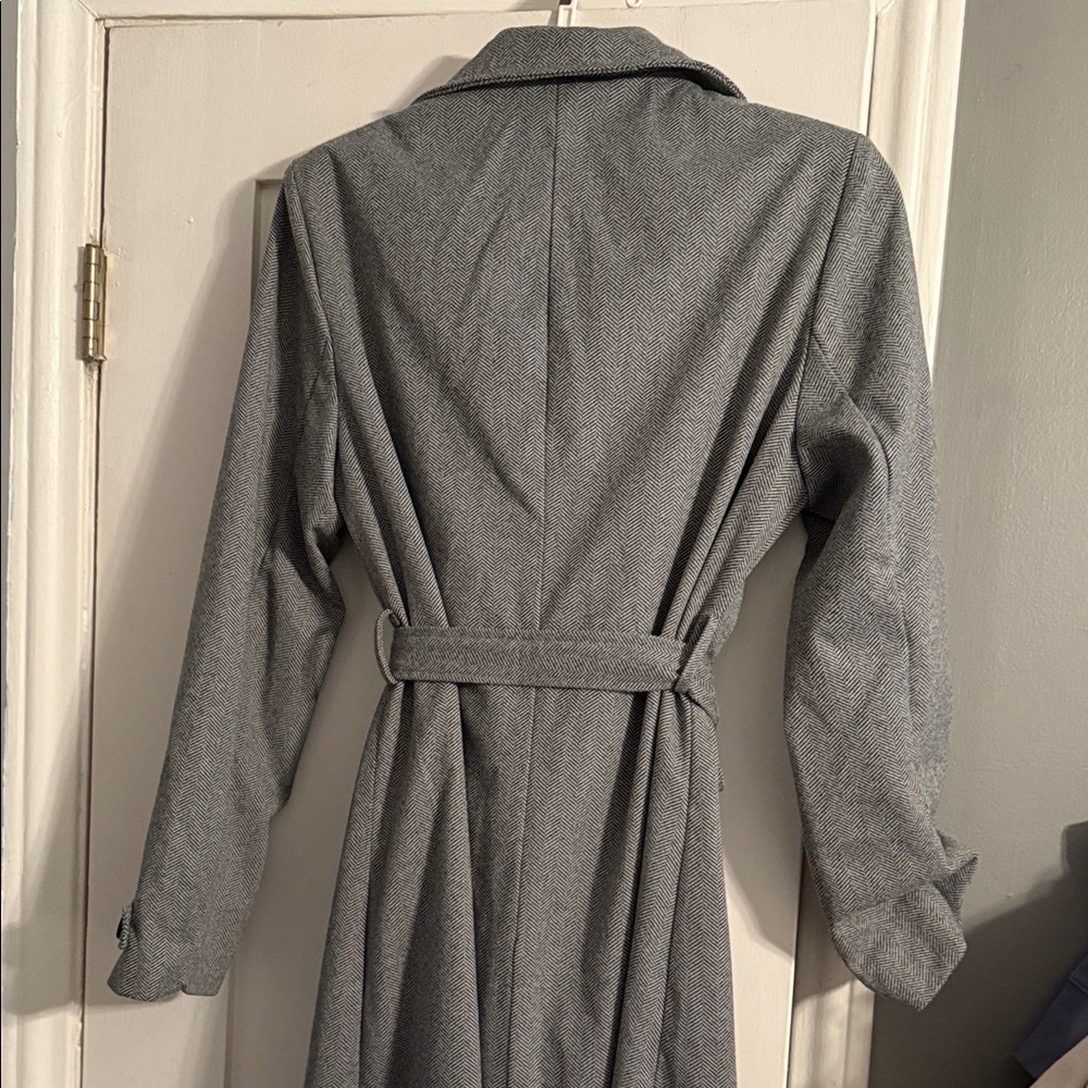Gray Long Double-Breasted Coat - image 5